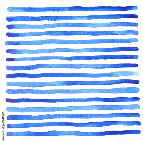 Marine background with stripes / Blue watercolor background with stripes