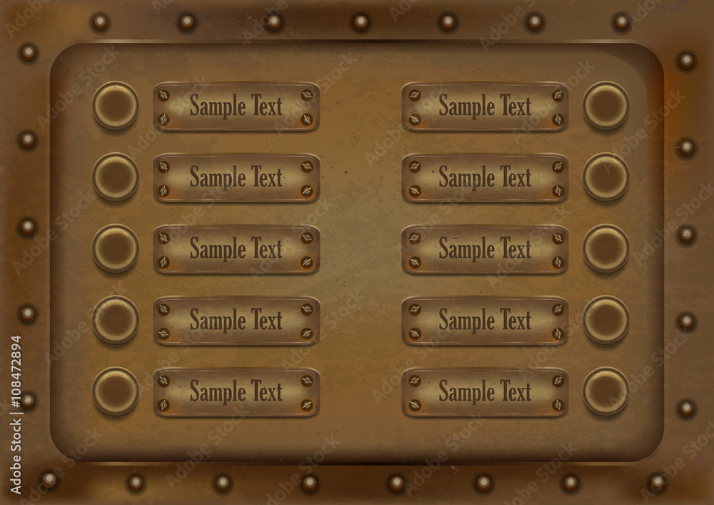 10 metallic background banners with buttons and rivets.vector ...