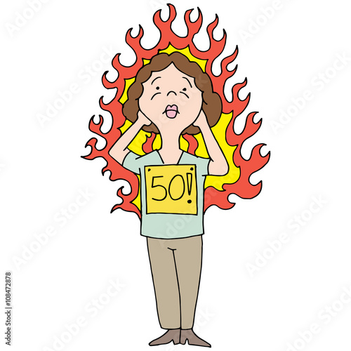 Middle aged woman hot flash