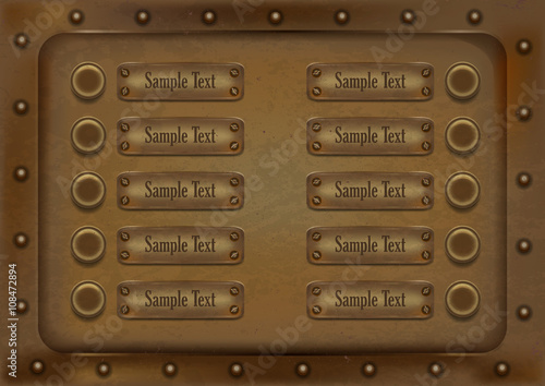10 metallic background banners with buttons and rivets.vector illustration