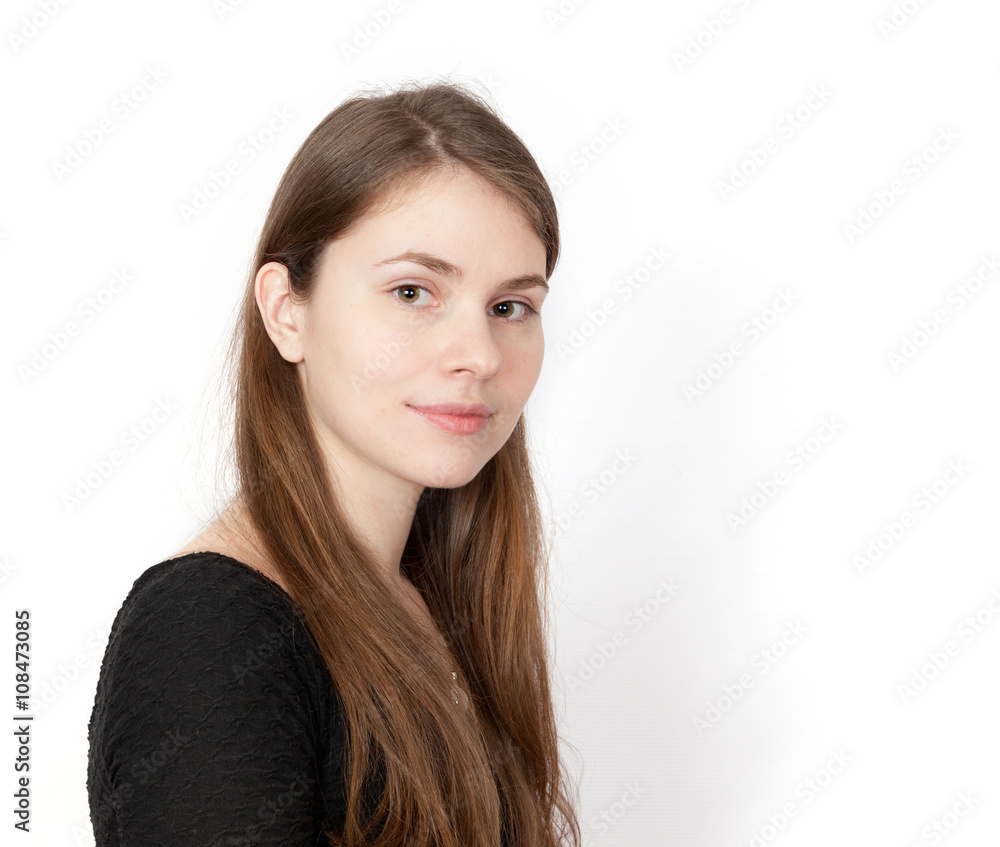 Portrait of brown-haired woman with long hair Portrait of brown-haired woman with long hair