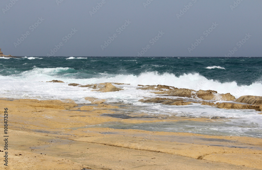 Cliff Waves, Mediterranean Sea, Republic of Malta
