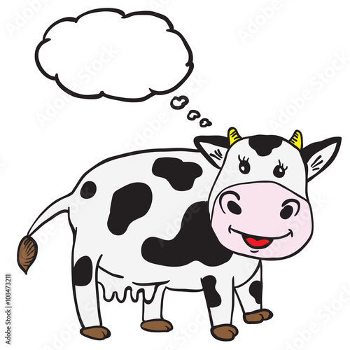 cute cow with thought bubble