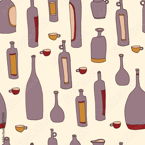 Wine bottles seamless pattern