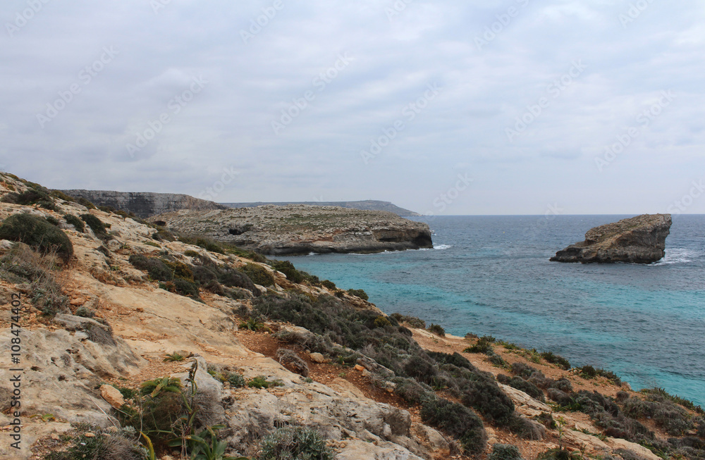 Big Rocks and Mediterranean Sea, Gozo, Republic of Malta
