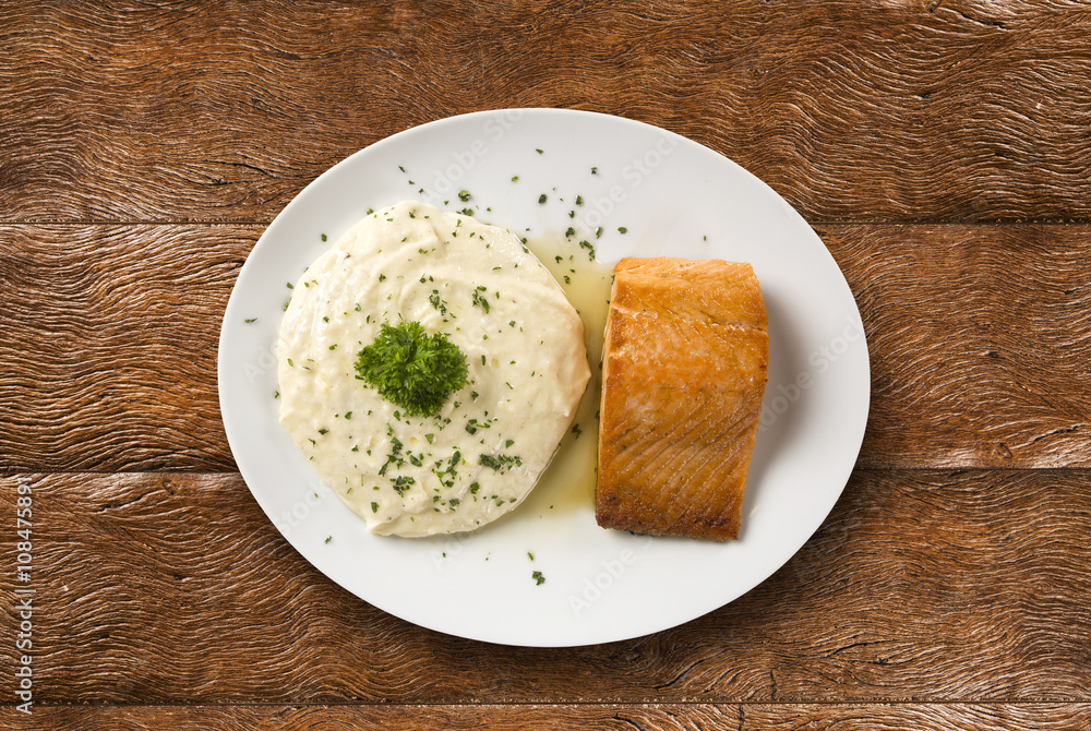 Salmon steak with risotto rice Salmon steak with risotto rice