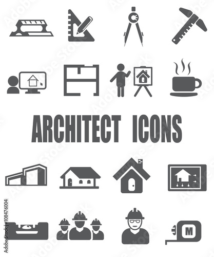 Architect Flat icon set - EPS 10 vector photo