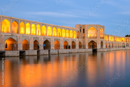 Khaju-Bridge after sunset, Isfahan photo