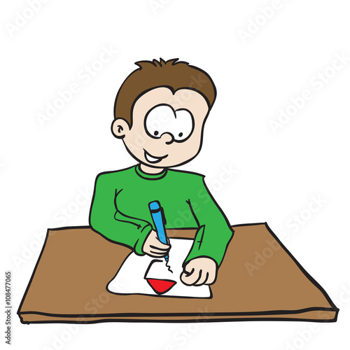 little boy drawing a house