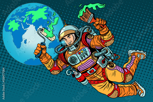 green Earth day ecology astronaut