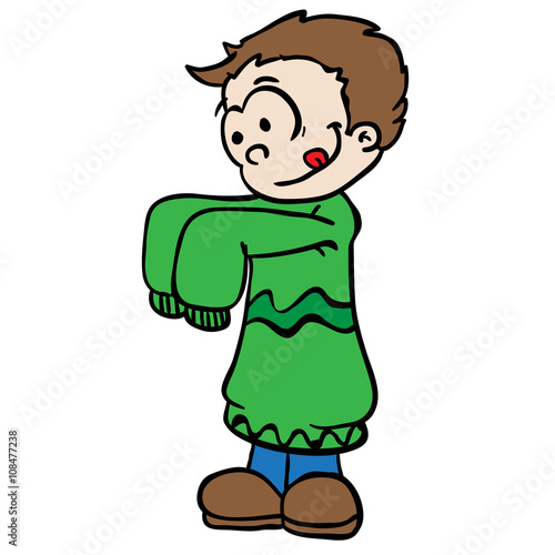 little boy in big colthes