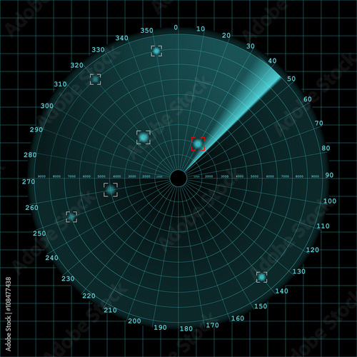 Sonar and radar screen on grid