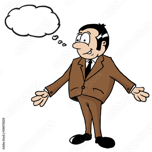 man in suit with thought bubble
