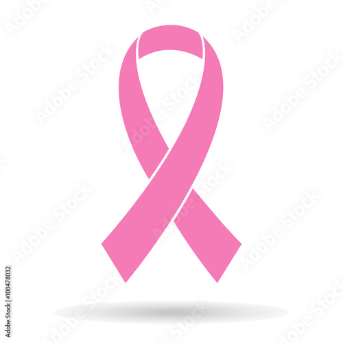 Pink ribbon, breast cancer awareness symbol, isolated on white background, stylish vector illustration, eps10.