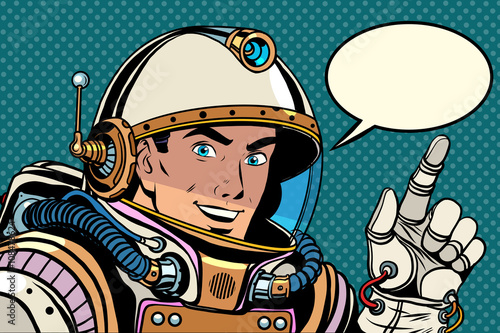 Astronaut pointing finger direction
