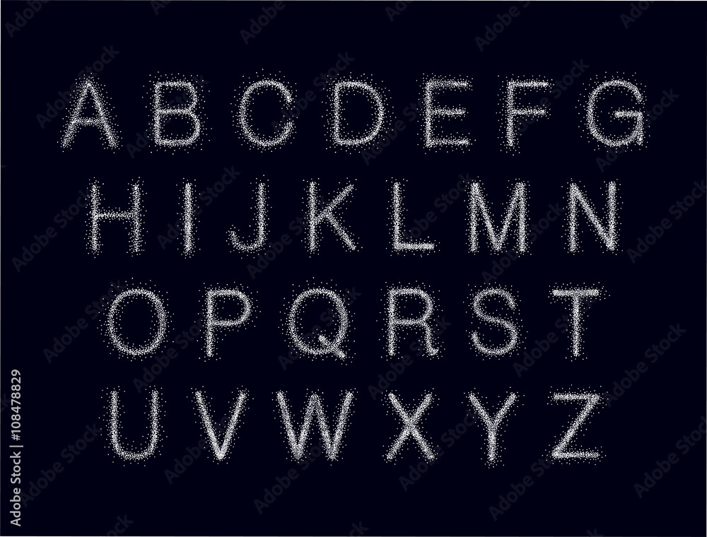 Abstract font with points. Vector alphabet with dots effect letters Abstract font with points. Vector alphabet with dots effect letters