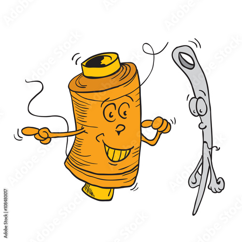 reel and needle cartoon