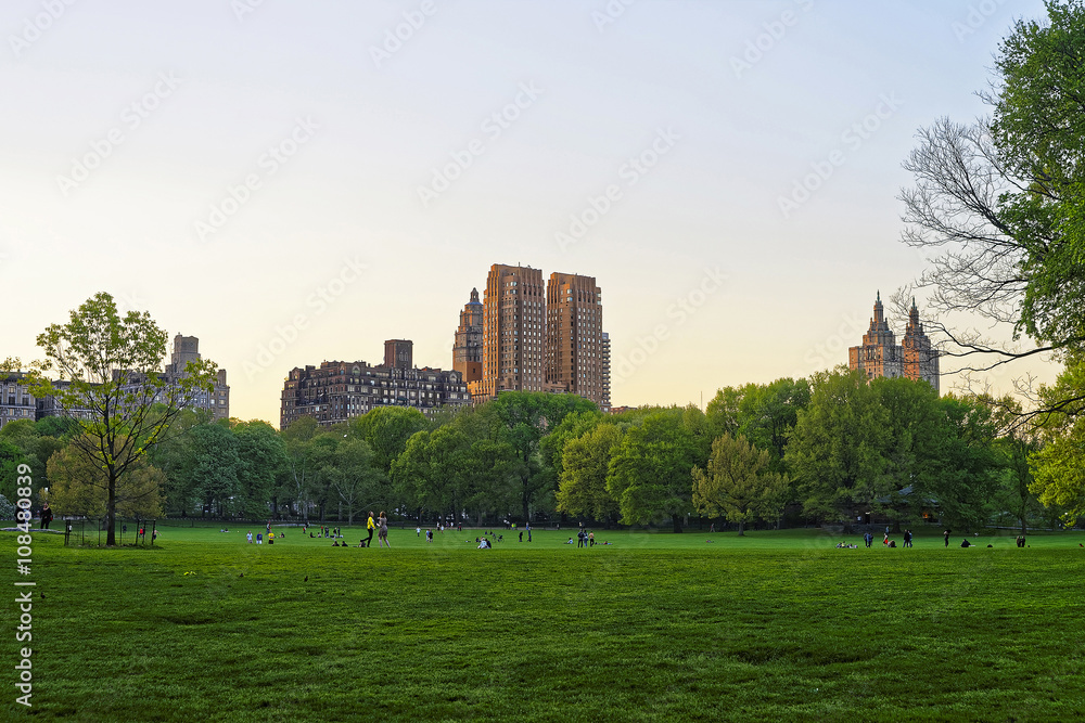 Uptown Manhattan skyline in Central Park West