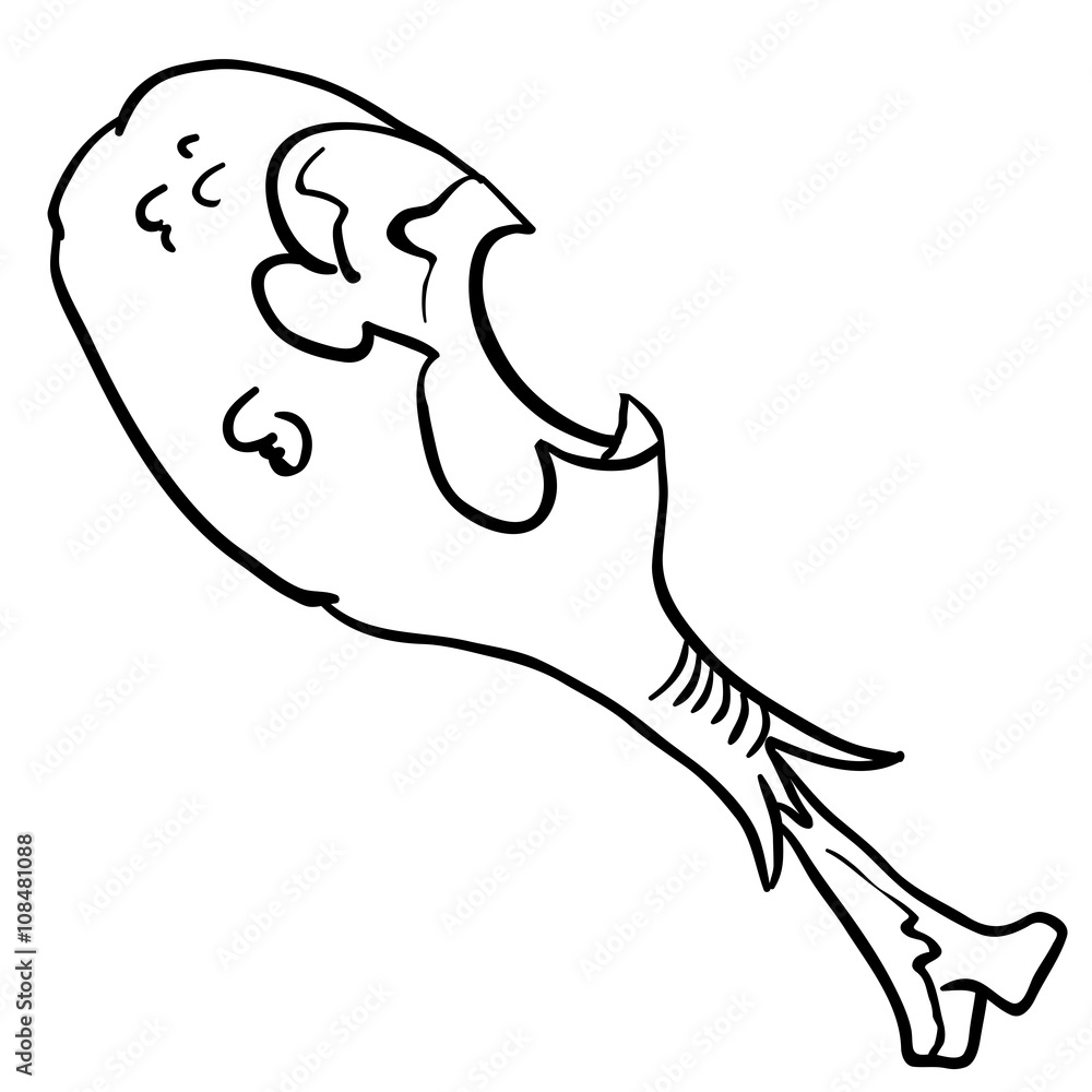 simple black and white chicken leg simple black and white chicken leg