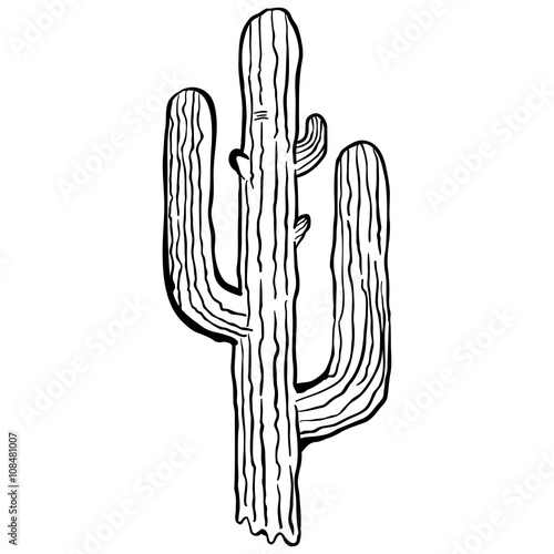 simple black and white cactus