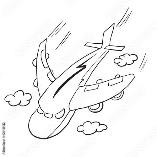 simple black and white flying airplane