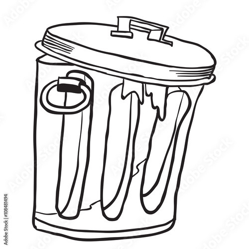 simple black and white garbage can