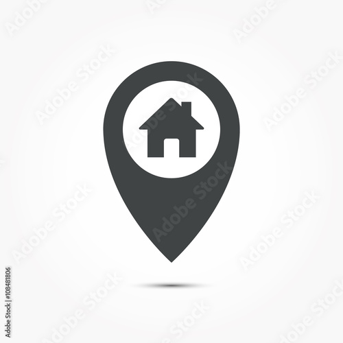 Point on the map with an icon at home
