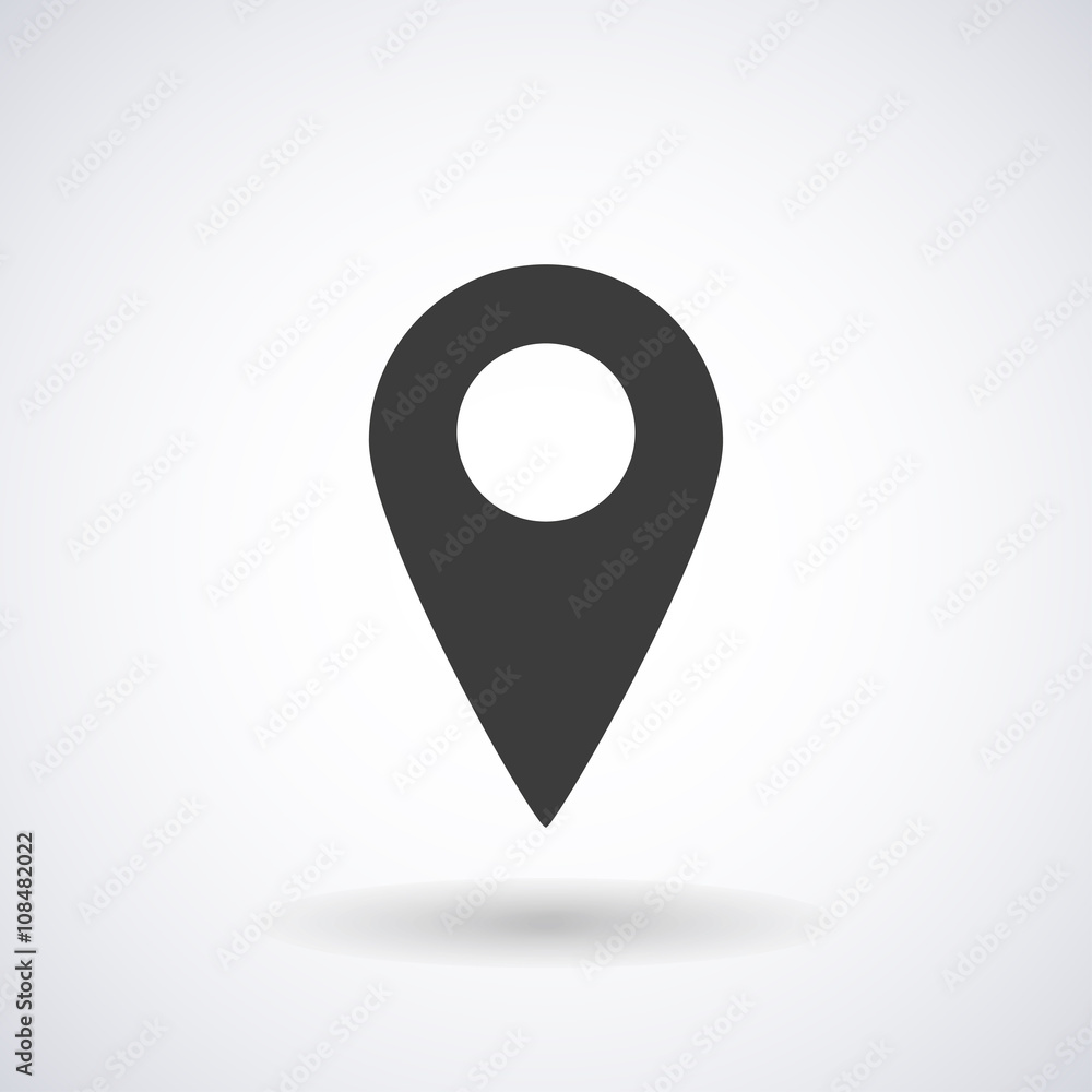 Location icon with shadow, isolated on white background, stylish vector illustration for web design Location icon with shadow, isolated on white background, stylish vector illustration for web design