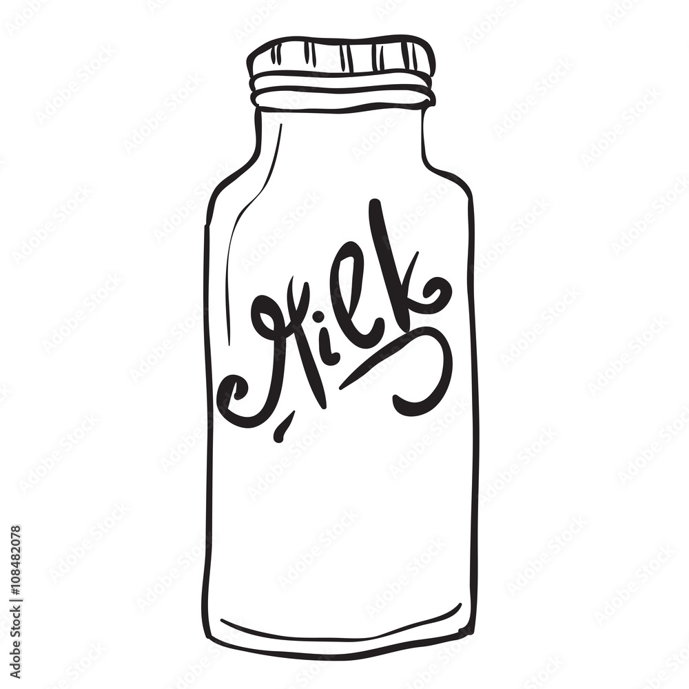 simple black and white milk bottle Stock Vector | Adobe Stock