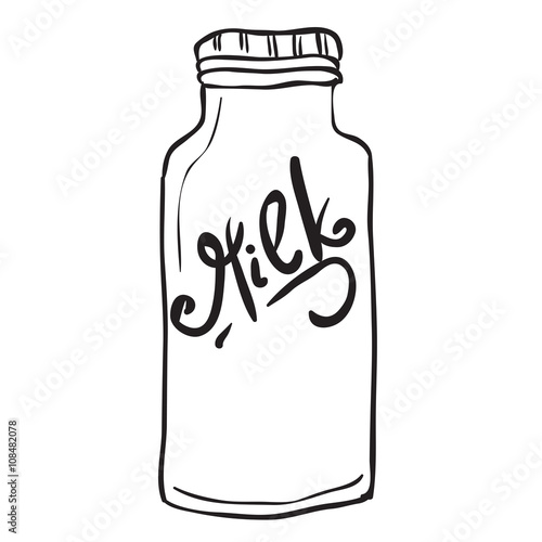 simple black and white milk bottle
