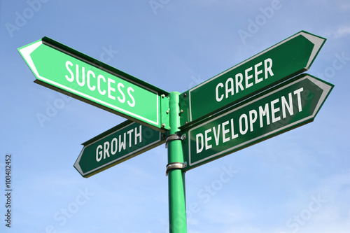 Success, growth, career, development signpost photo