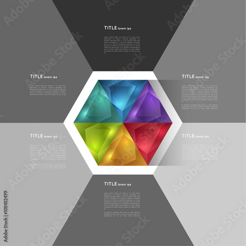 abstract infographic template with colorful hexagon, design element