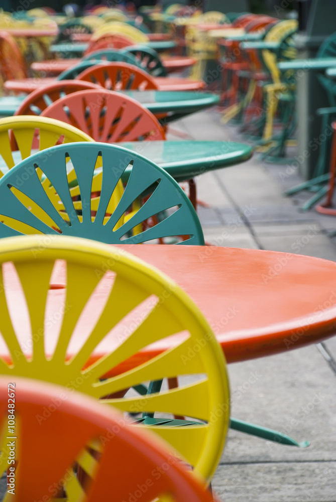Colorful Tables and chairs - taken at the Memorial Union at the University of Wisconsin