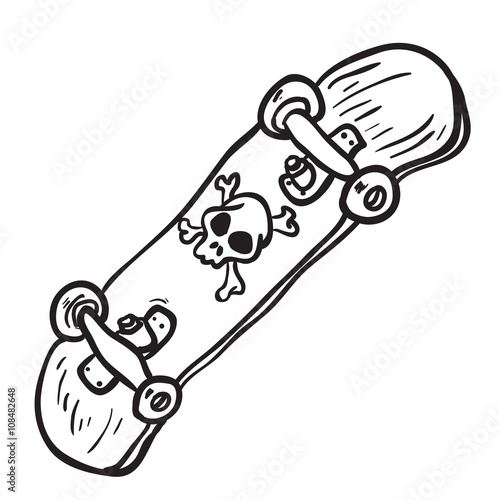 simple black and white skateboard isolated