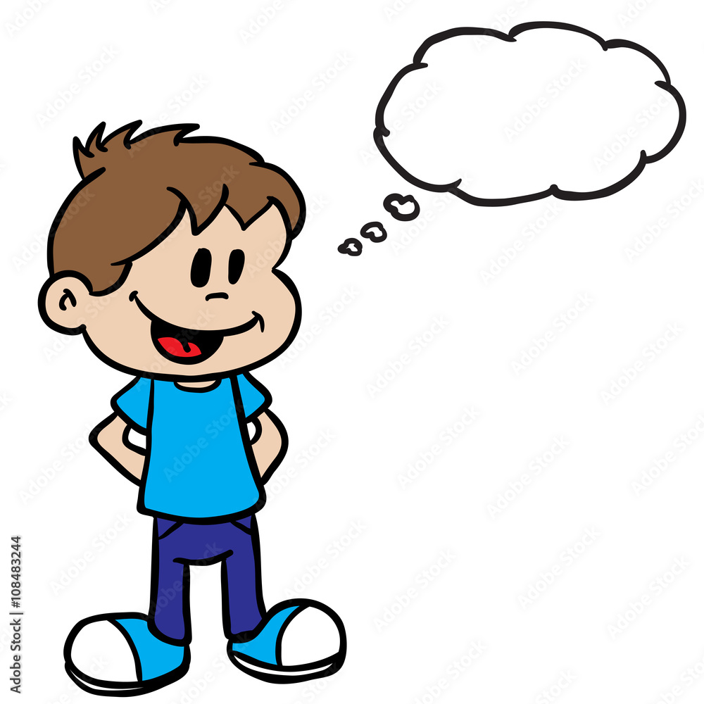 smiling boy with thought bubble smiling boy with thought bubble