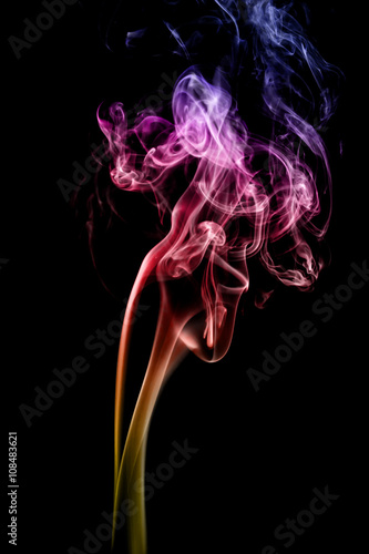 Multicolored smoke on a black background