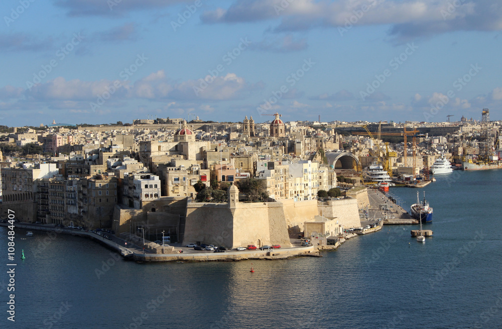 Three Cities as seen from Valletta, Vittoriosa, Senglea, Cospicua, Malta
