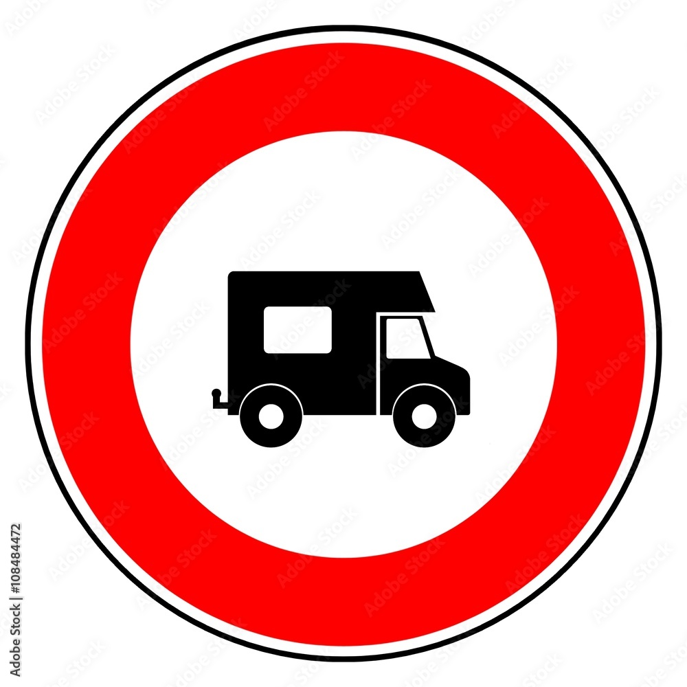 Camping-car dans un panneau de signalisation Camping-car dans un panneau de signalisation