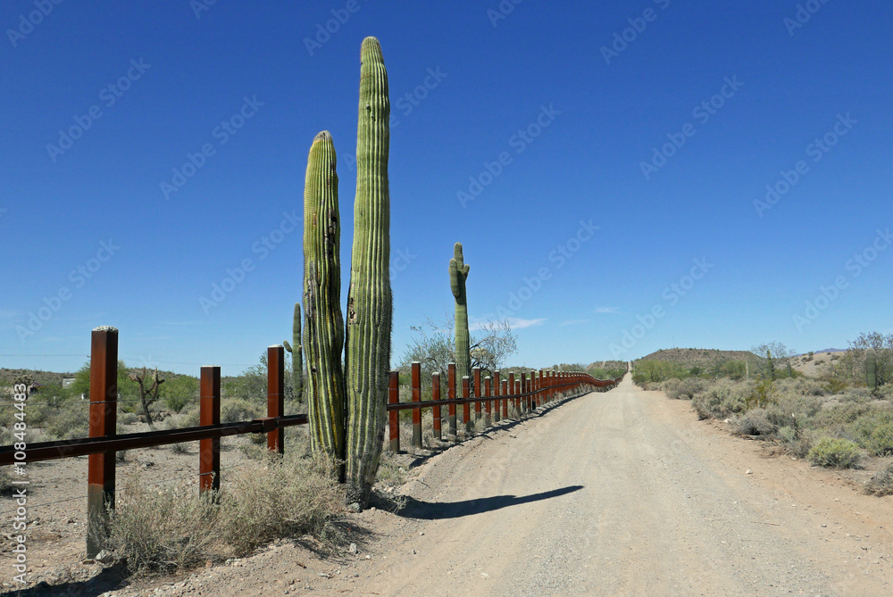 Border fence between Arizona and Mexico Border fence between Arizona and Mexico