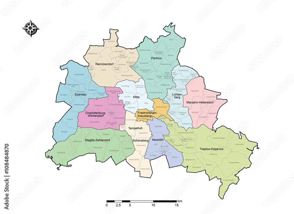 Berlin Bezirke Karte Karte Und Plan Die 12 Bezirke Und Stadtteile Von 