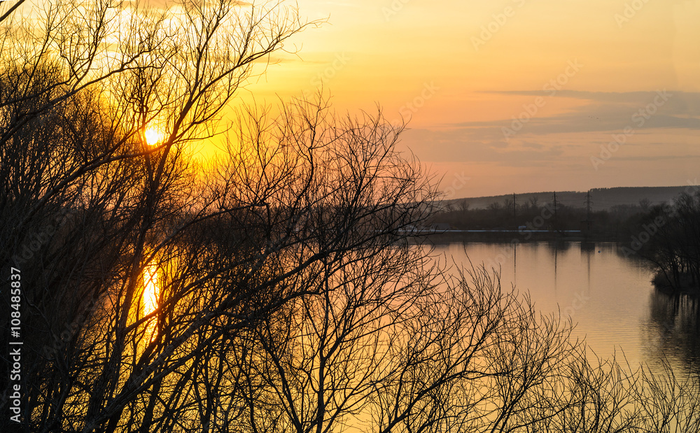 Sunset on the river Sviyaga.