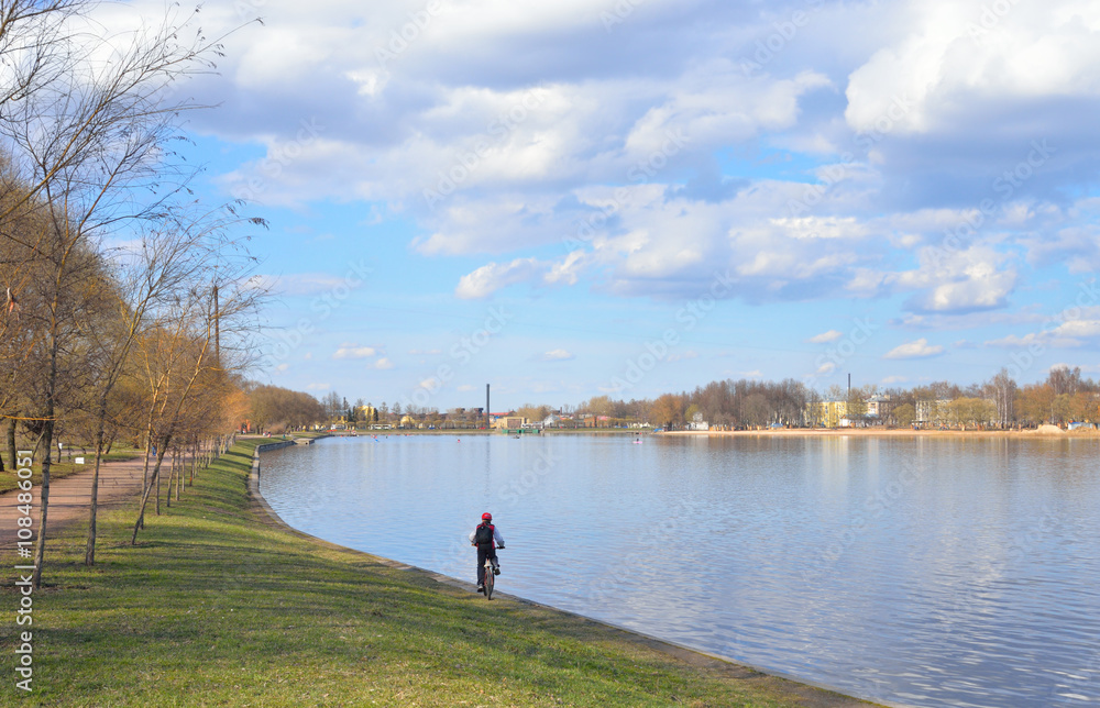 View Izhora River in center of Kolpino town. View Izhora River in center of Kolpino town.