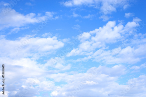 Blue sky with spindrift clouds.