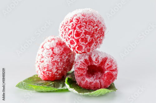 Frozen raspberries with min...