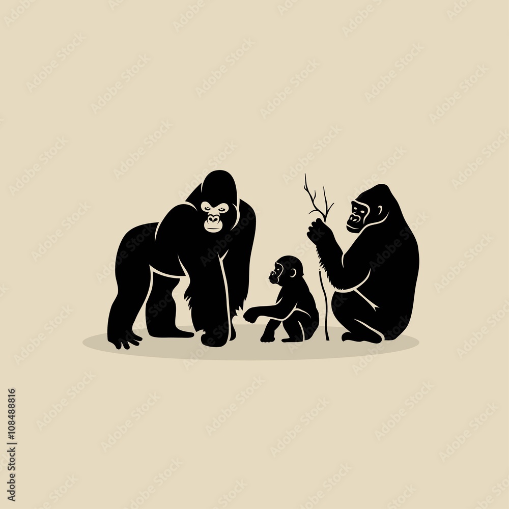 Naklejka premium Gorilla family