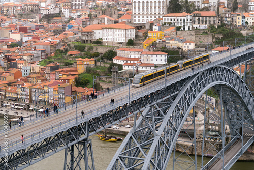 A train on the Dom LuisI Bridge, Porto