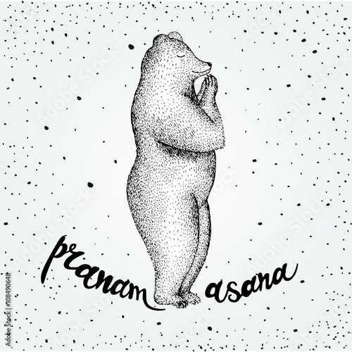 Vector illustration of fun a bear isolated on vintage background