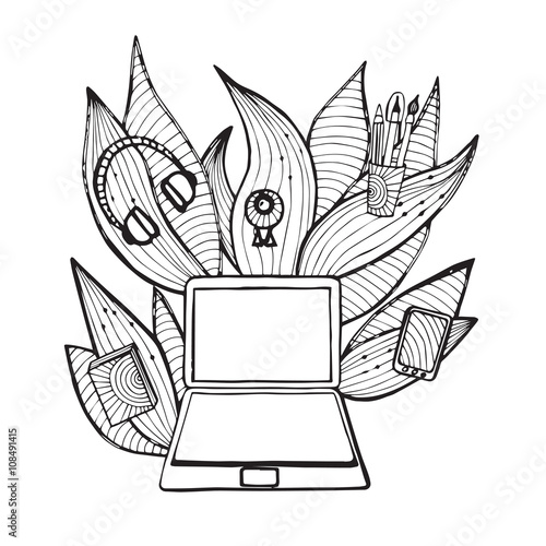 Art designer and artist workplace