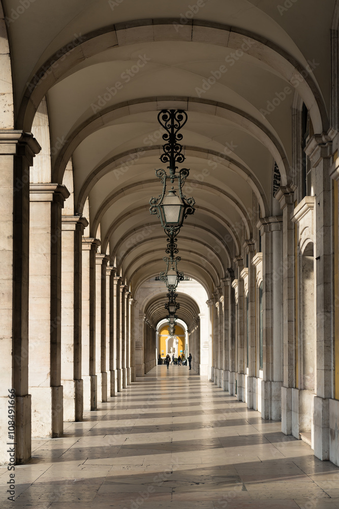 Trade passage at the Commerce square in Lisbon, Portugal