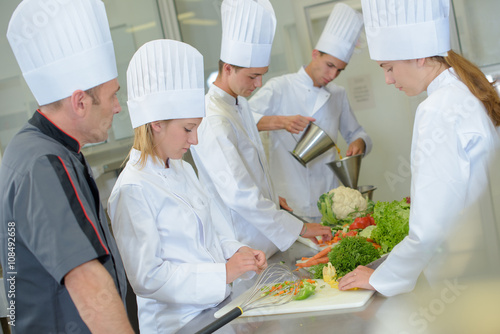 Students on a cookery course